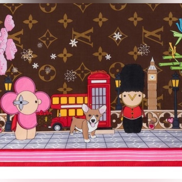 LOUIS VUITTON VIVIENNE XMAS BANDANA SQUARE 45 - Picture 7 of 9
